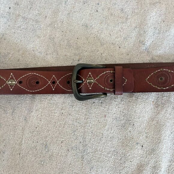 Fossil Woman's Leather Studded Boho Bohemian Festival Belt Sz LR - Picture 7 of 9